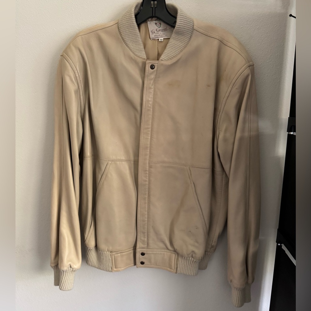 Gucci leather bomber jacket